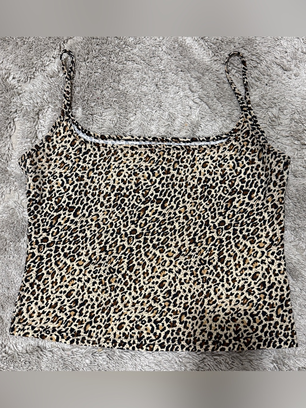 Womens super soft leopard cropped tank top